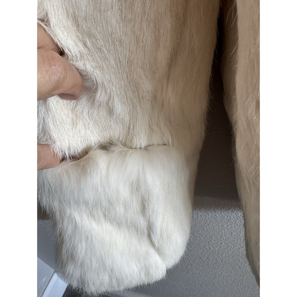 VTG Kamal Furs NWT Fluffy White Rabbit Fur Jacket Satin Lined Pockets Size L - Picture 6 of 13